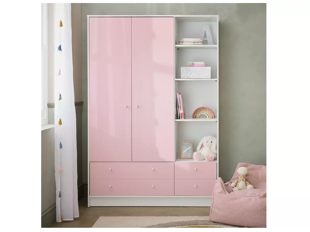 Kids Malibu 2 Door 4 Drawer Wardrobe - Pink