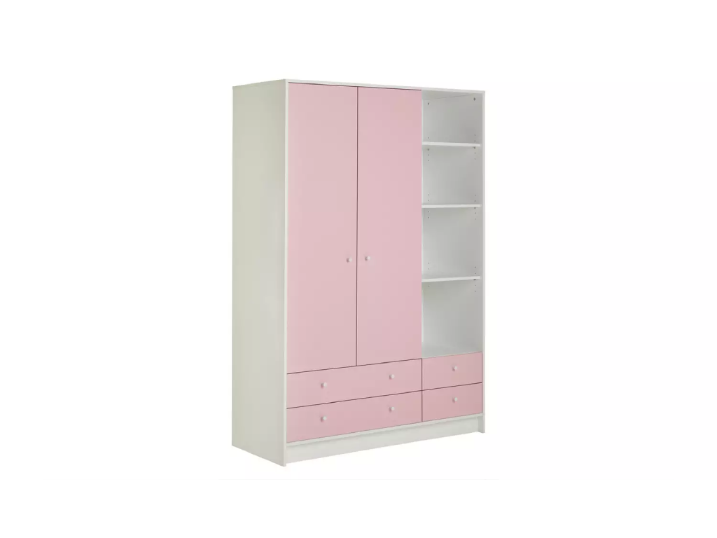 Kids Malibu 2 Door 4 Drawer Wardrobe - Pink