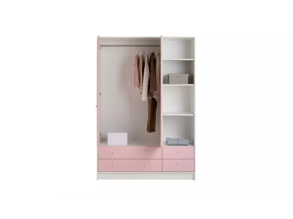 Kids Malibu 2 Door 4 Drawer Wardrobe - Pink