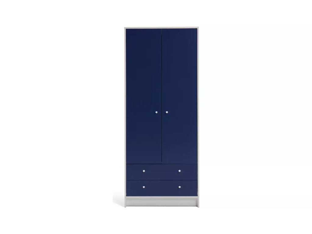Malibu Kids 2 Door 2 Drawer Wardrobe White & Blue