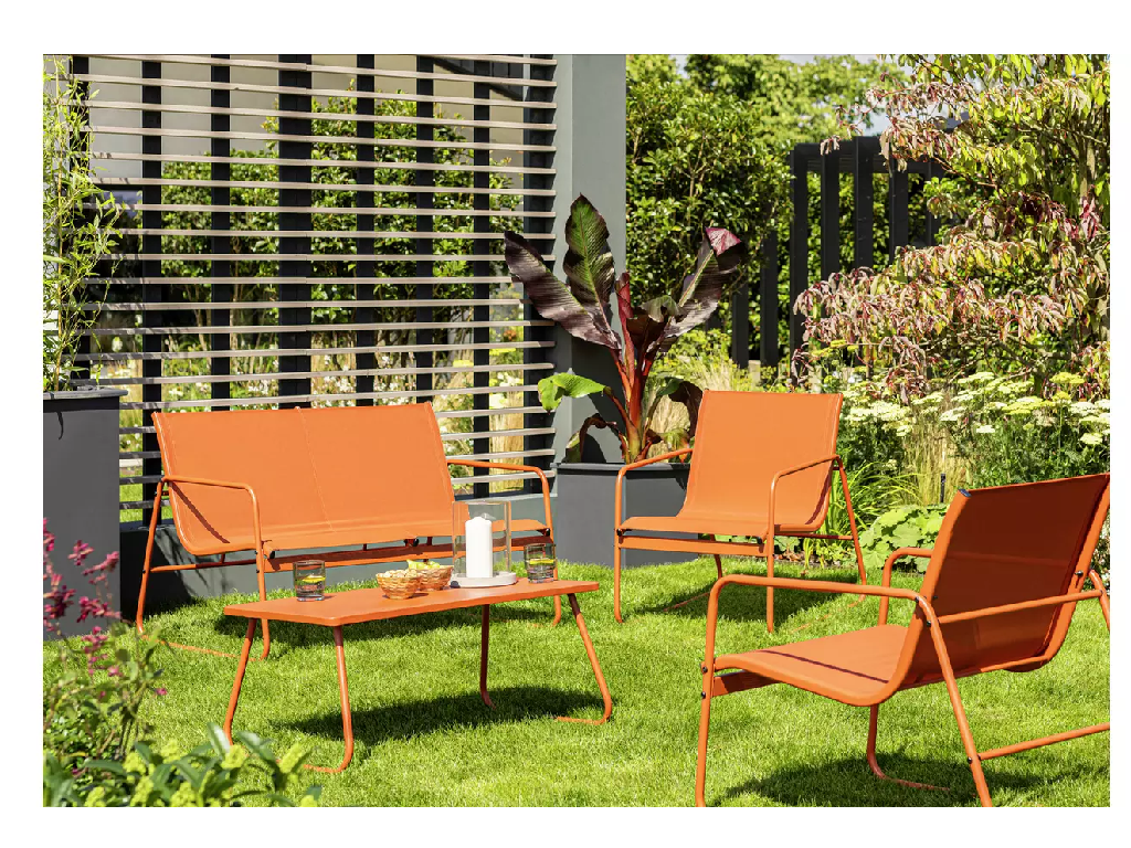 Habitat Cali 4 Seater Metal Patio Set - Orange