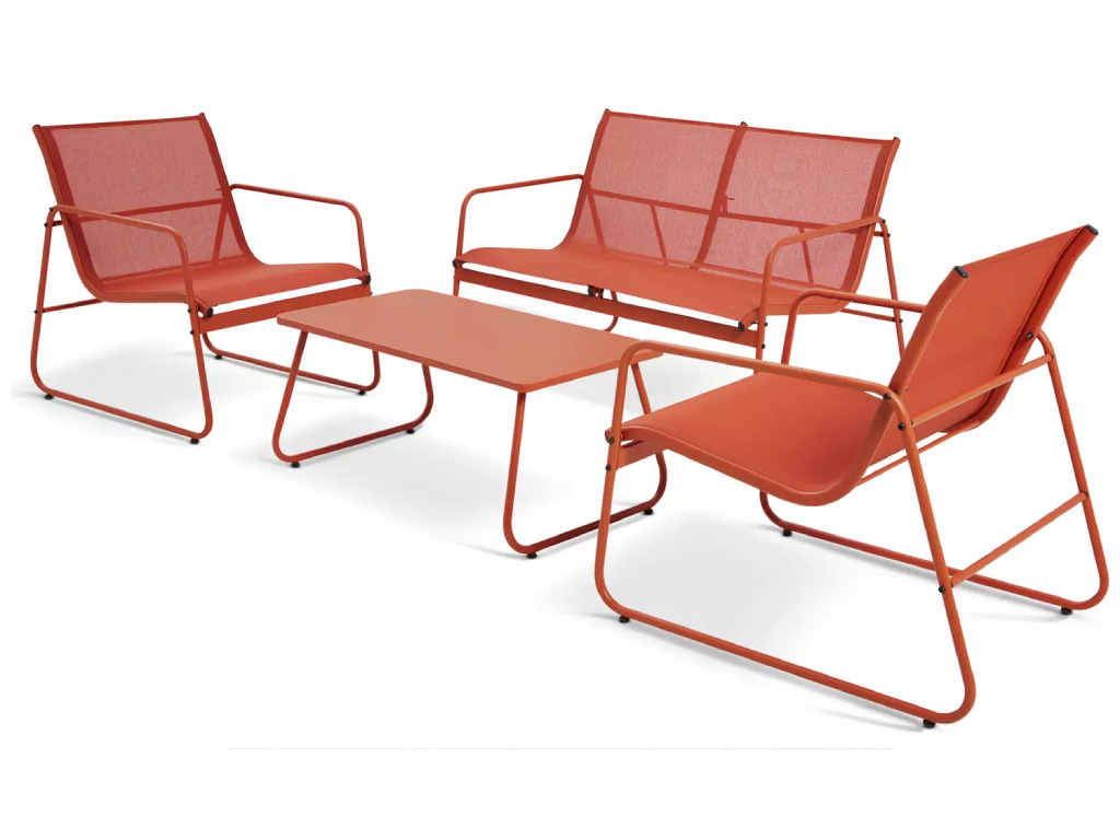 Habitat Cali 4 Seater Metal Patio Set - Orange