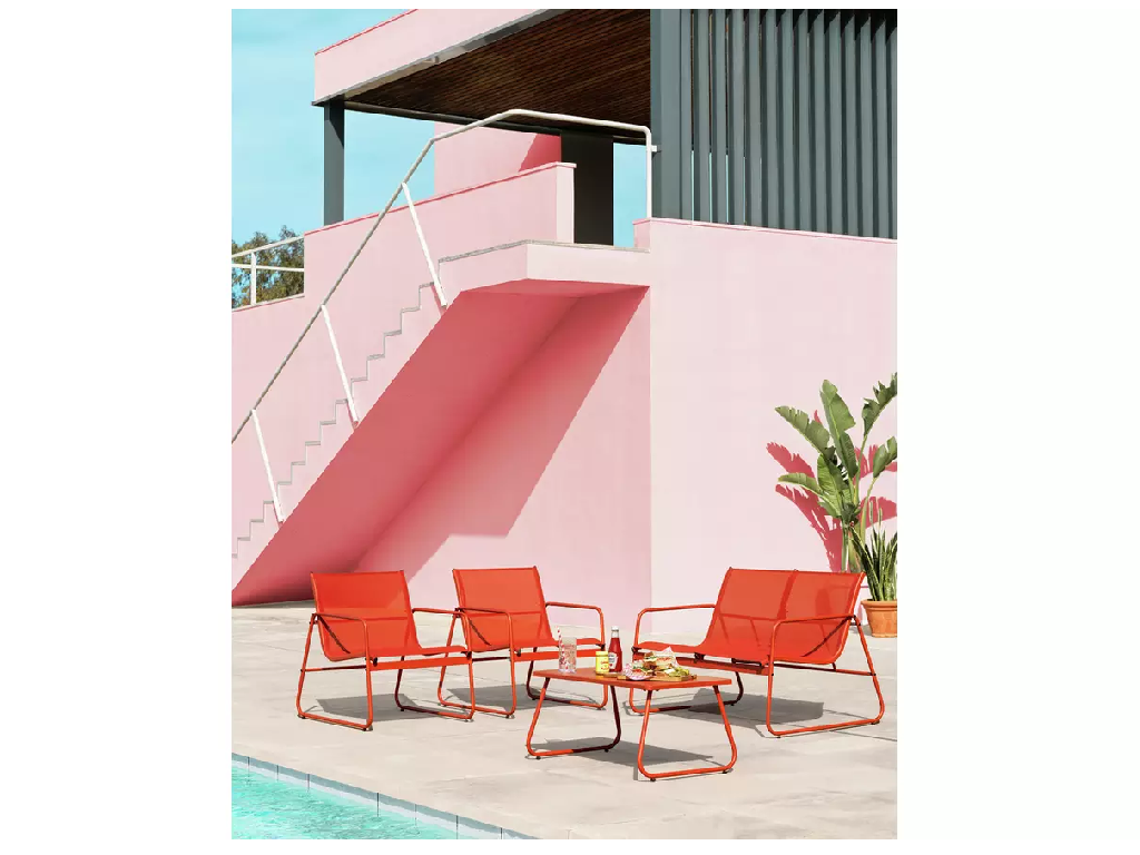 Habitat Cali 4 Seater Metal Patio Set - Orange