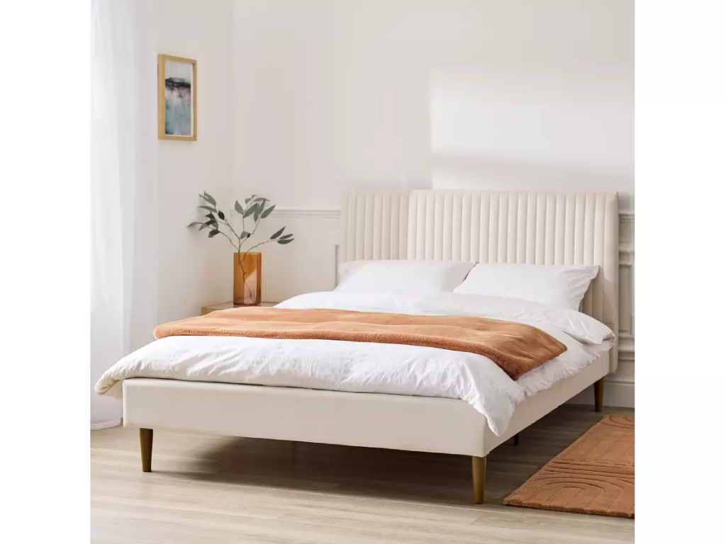 Ada Velvet Bed Frame - Natural