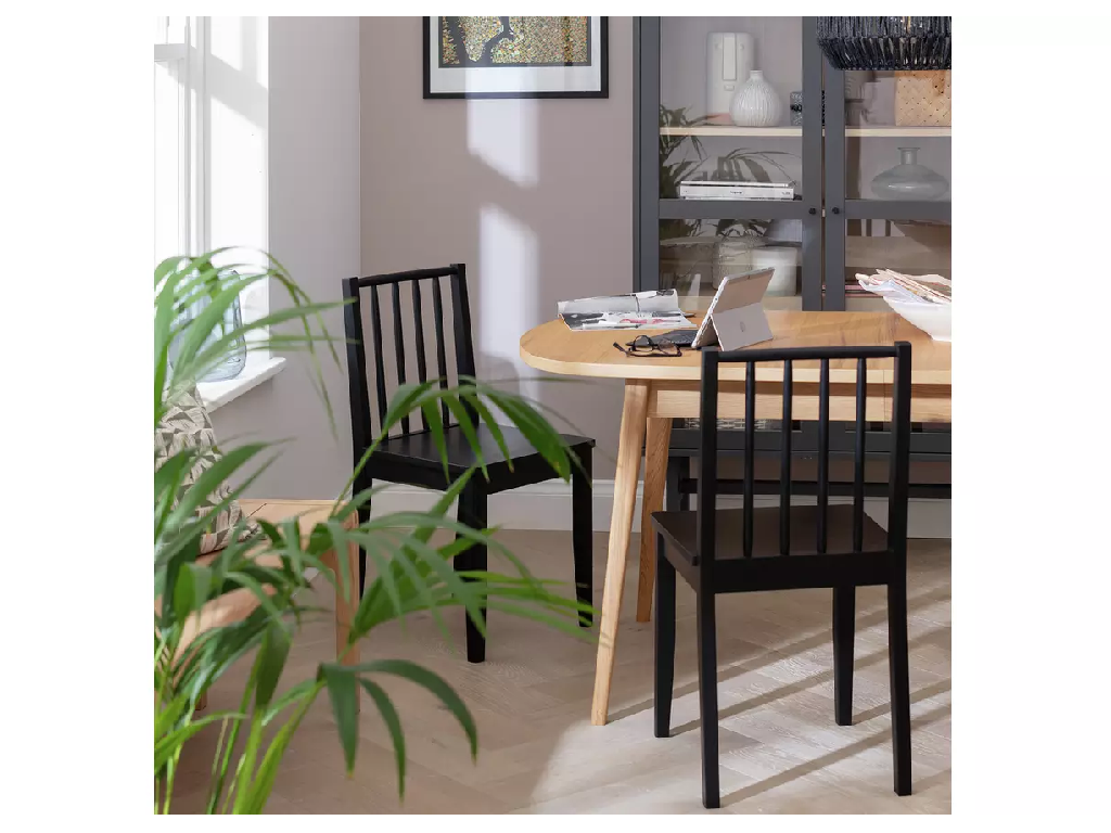 Habitat Nel Pair of Solid Wood Spindle Chair - Black