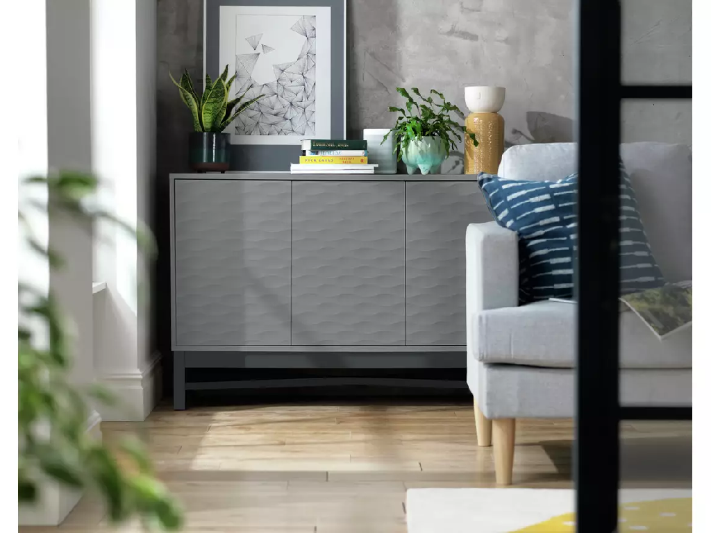 Habitat Zander Textured Large Sideboard - Grey