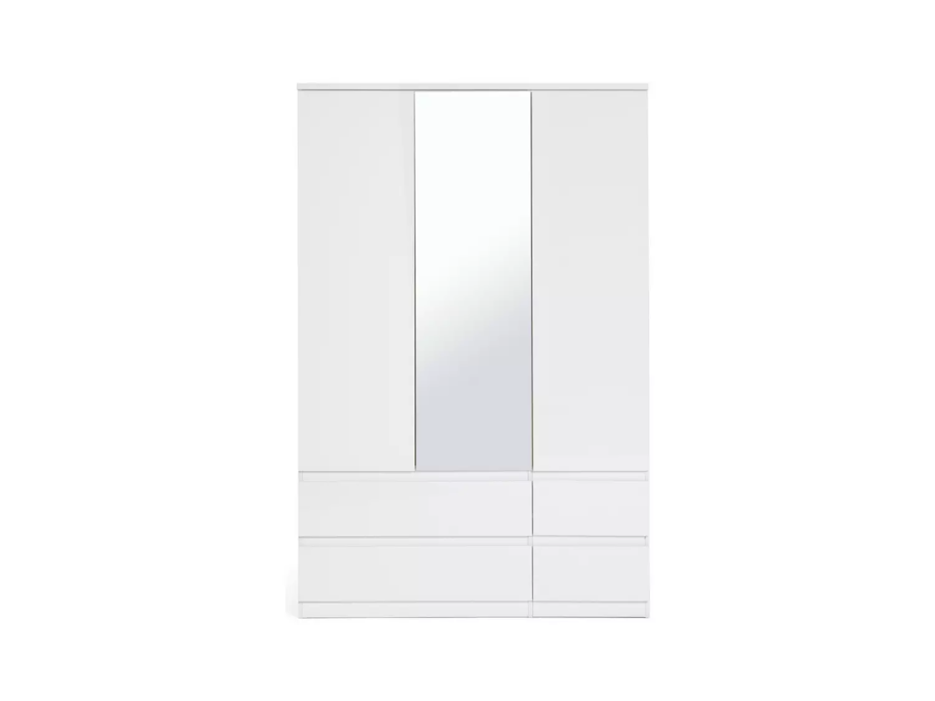 Jenson 3Door 4Drawer Mirror Wardrobe -Gloss White