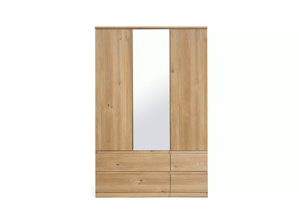 Jenson 3 Door 4 Drawer Mirror Wardrobe - New Oak