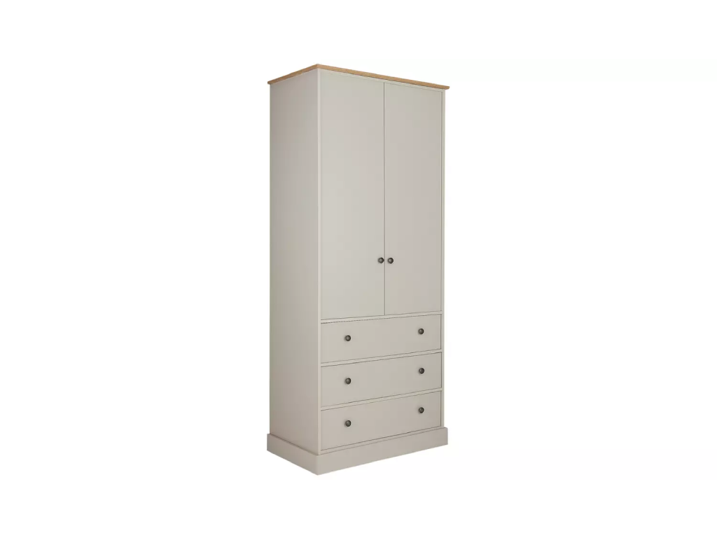 Kensington 2Dr 3Drw Wardrobe - Grey & Oak Effect