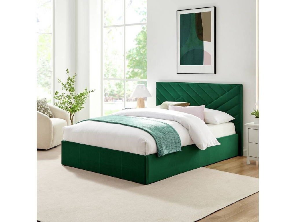 Luca Small Double End Lift Ottoman Bed - Green