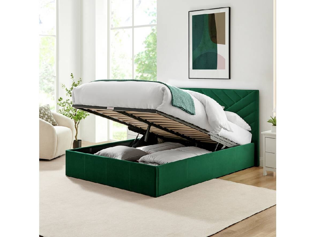 Luca Small Double End Lift Ottoman Bed - Green