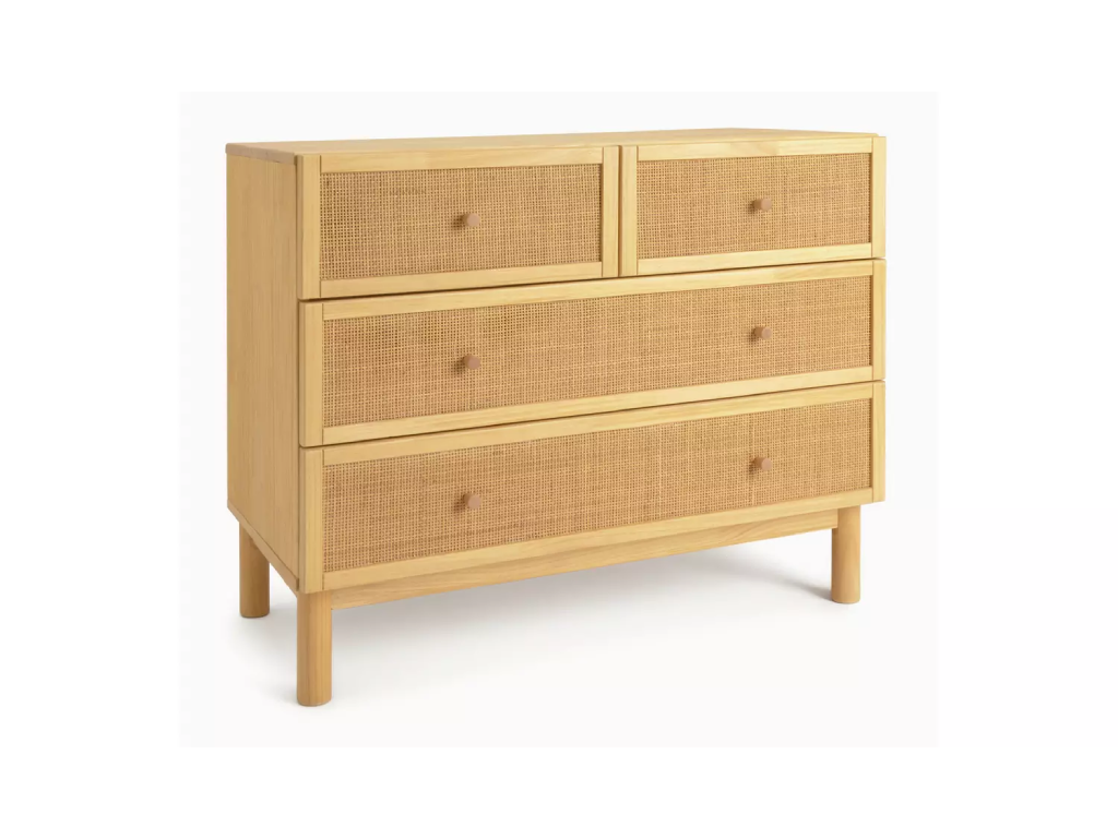Habitat Simone Rattan 4 Drawer Chest - Pine