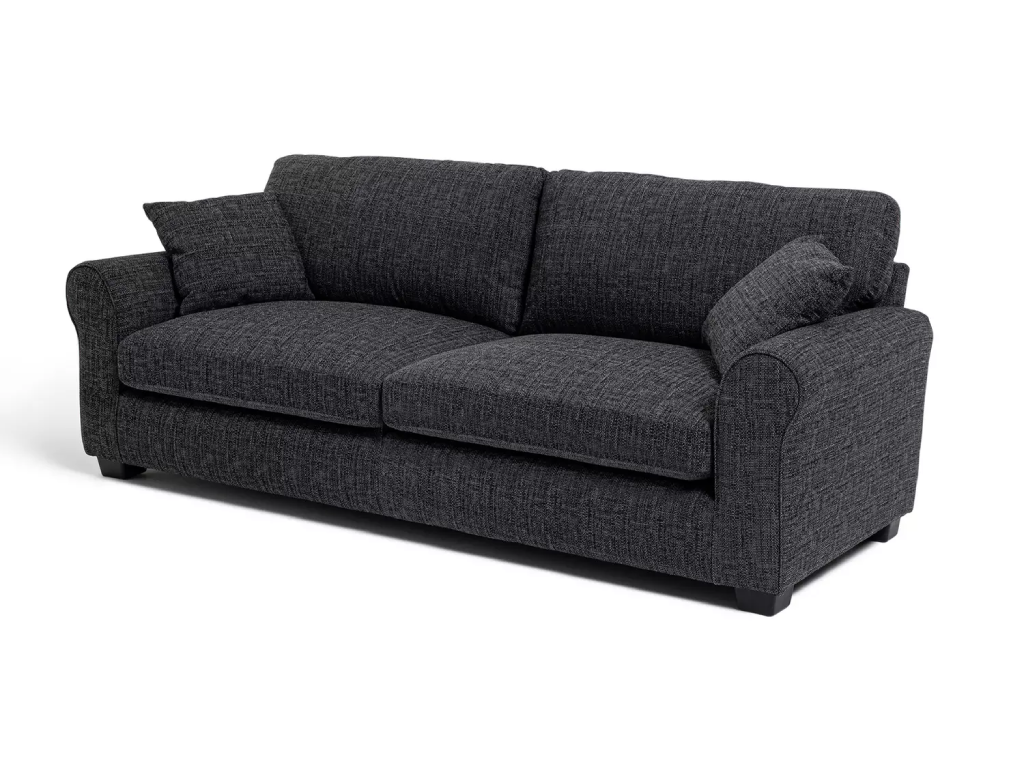 Lisbon Fabric 4 Seater Sofa - Charcoal