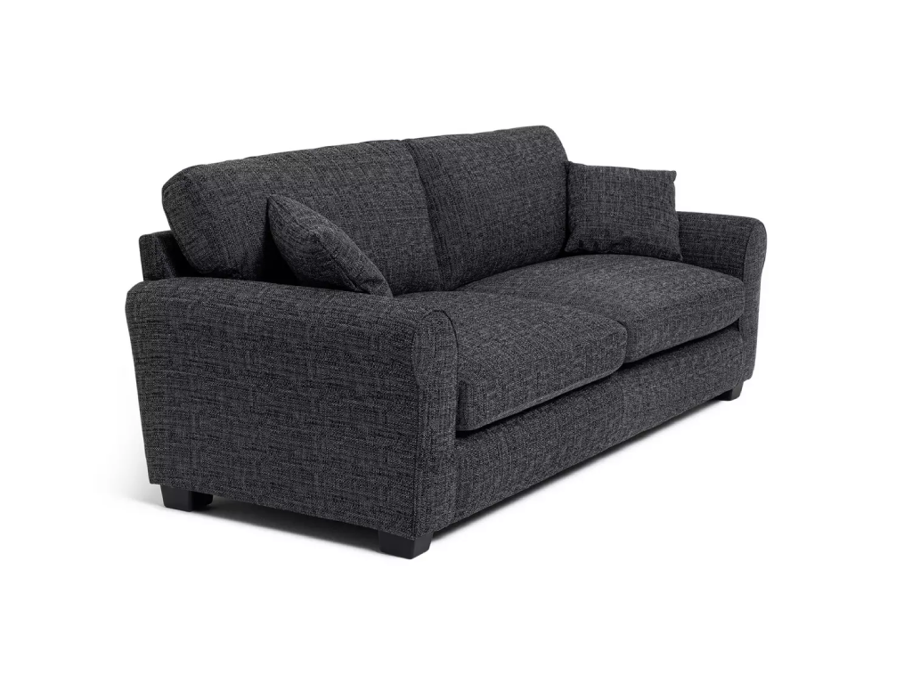 Lisbon Fabric 4 Seater Sofa - Charcoal