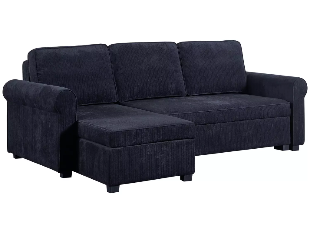 Addie Velvet Reversible Storage Sofa Bed-Charcoal