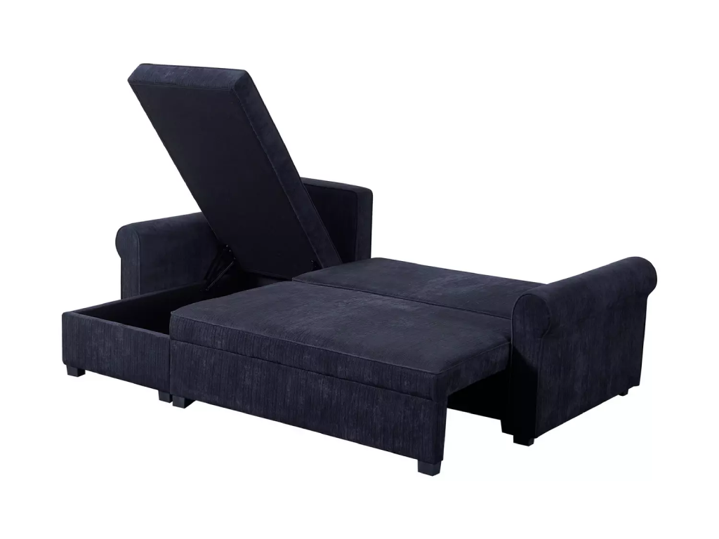 Addie Velvet Reversible Storage Sofa Bed-Charcoal