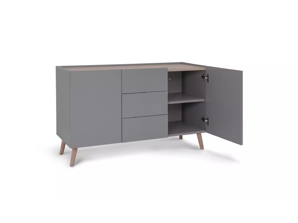 Habitat Skandi 2 Door 3 Drawer Sideboard - Grey Two Tone