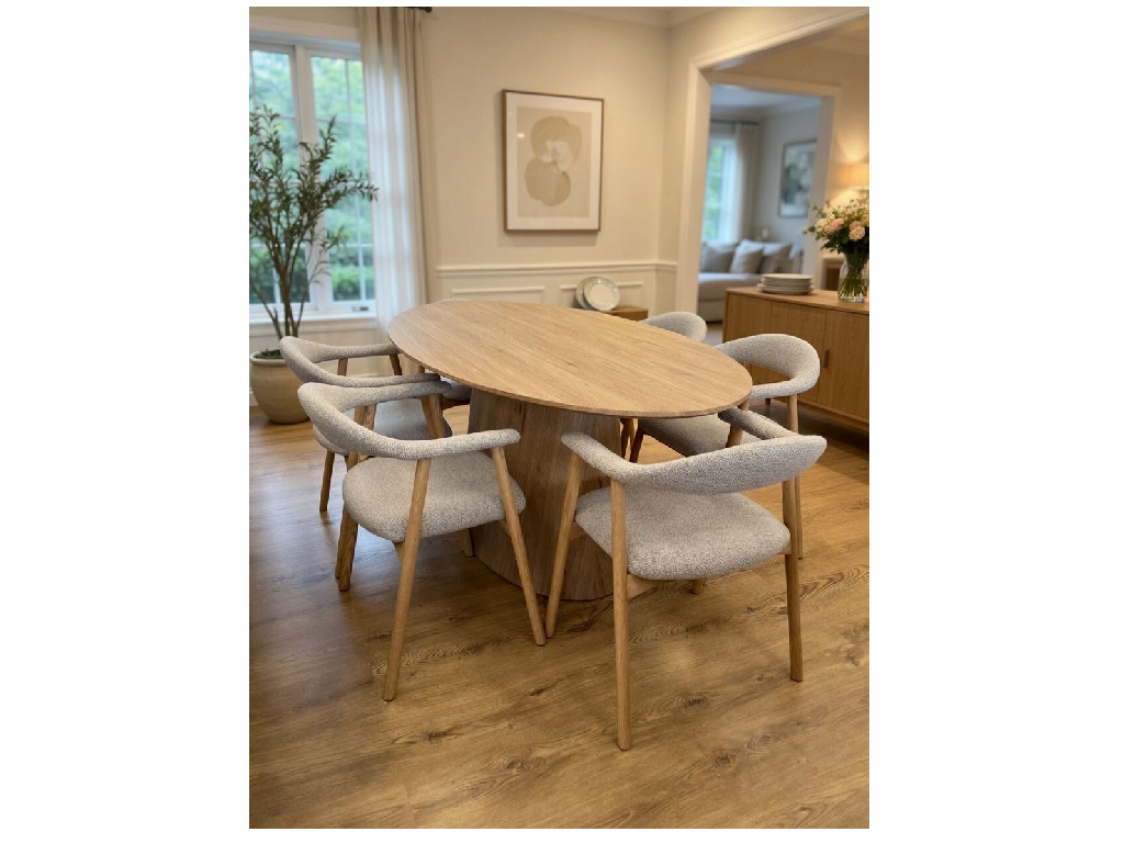 Habitat 6 Lex Fabric Chairs & Pierce Dining Table - Natural