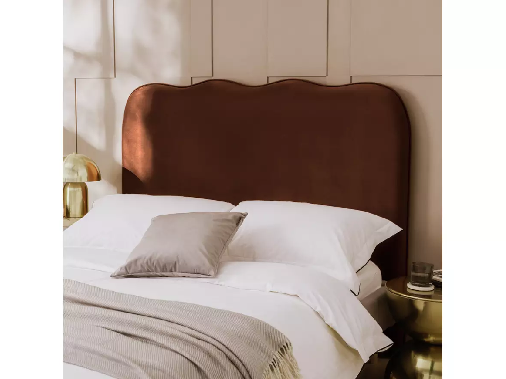 Habitat Onda Velvet Double Headboard - Rust