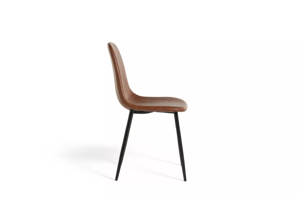 Habitat Beni Pair of Faux Leather Dining Chairs - Tan