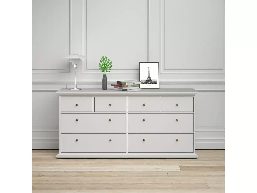 Tvilum Paris 8 Drawer Chest - White