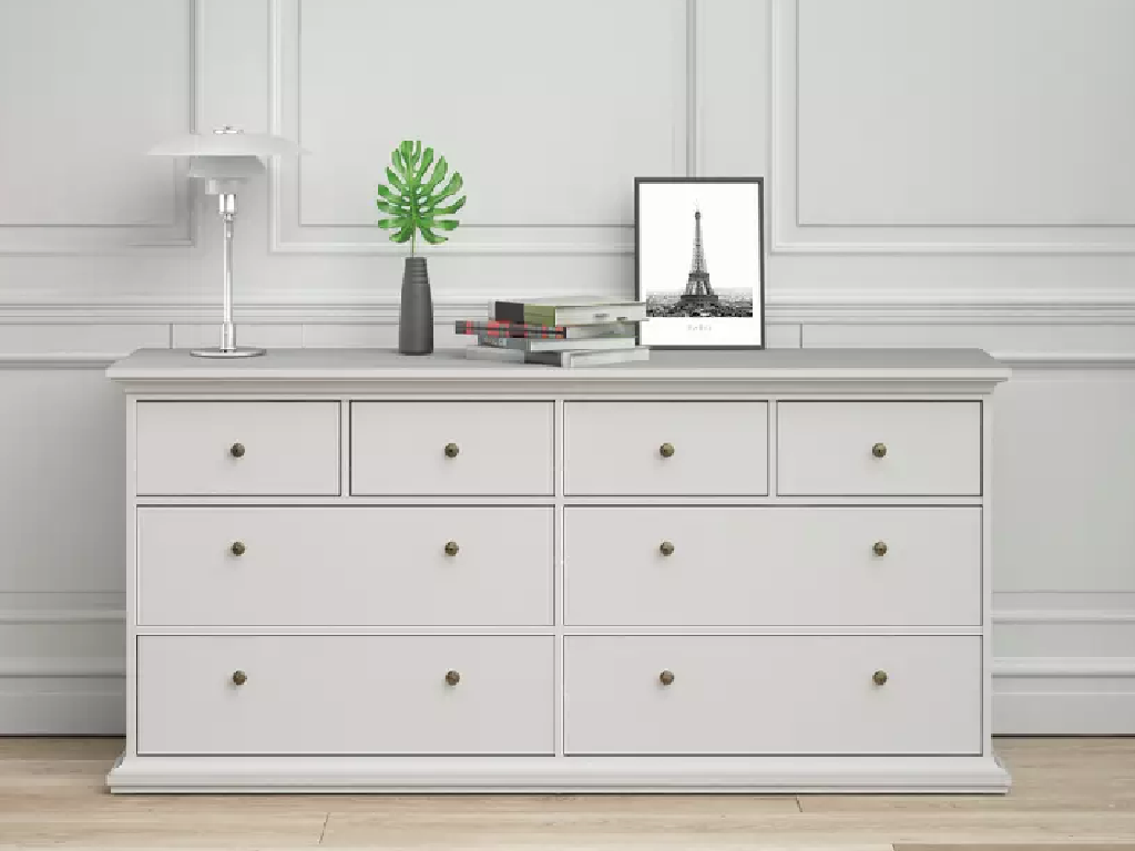 Tvilum Paris 8 Drawer Chest - White