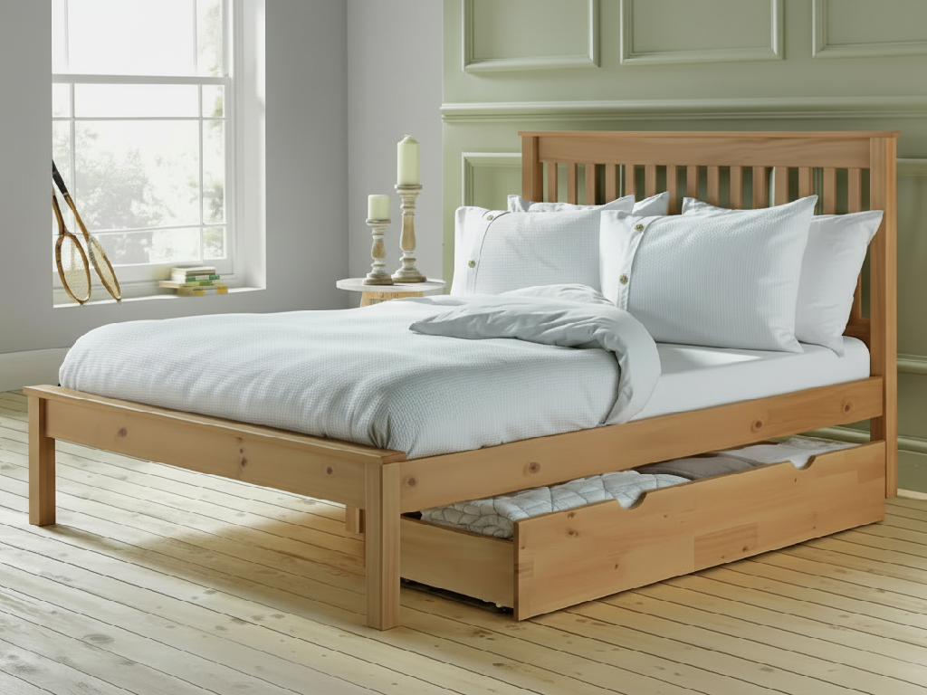Aspley Small Double Wooden Bed Frame - Oak Stain - (B-Grade)