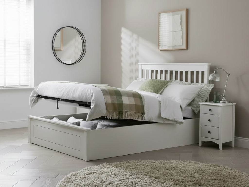 Aspley Small Double Wooden Ottoman - White