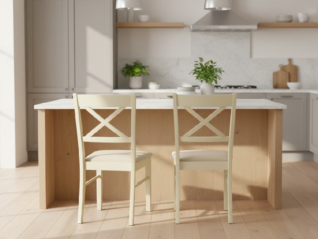 Chicago Pair Of Cross Back Chairs - Cream