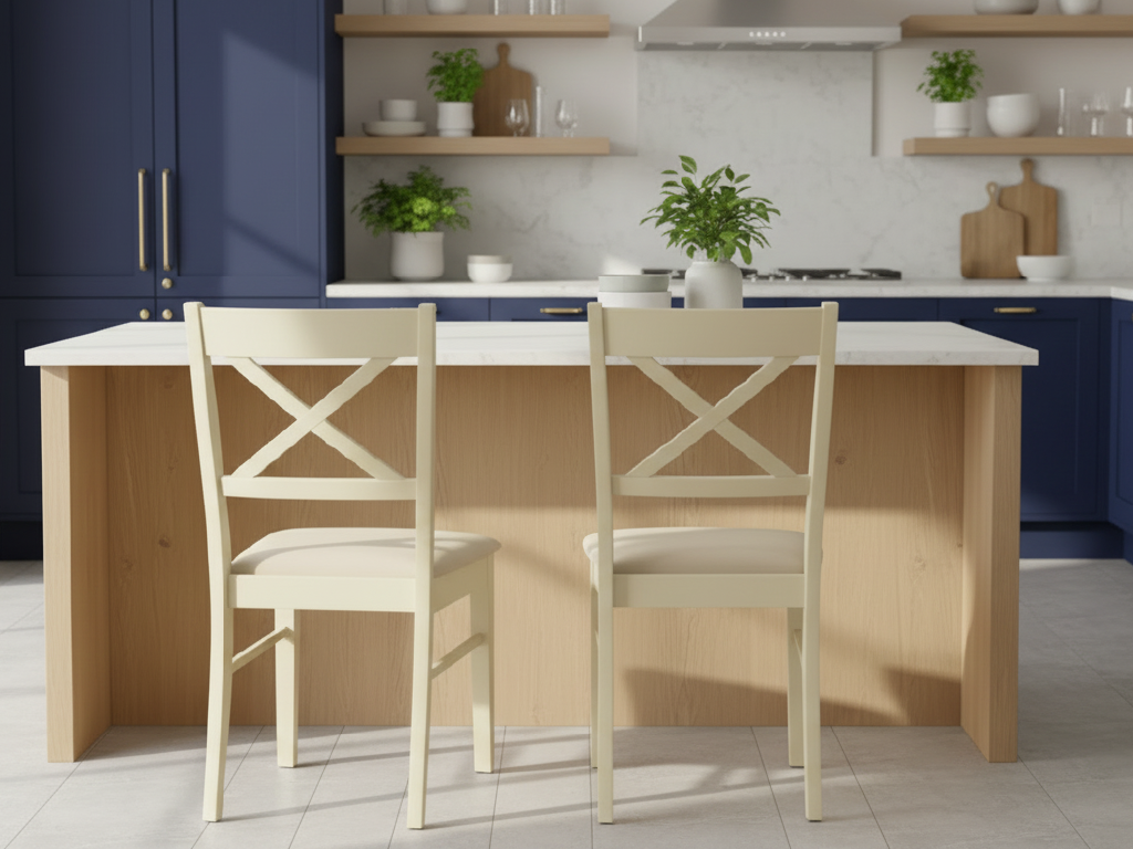 Chicago Pair Of Cross Back Chairs - Cream