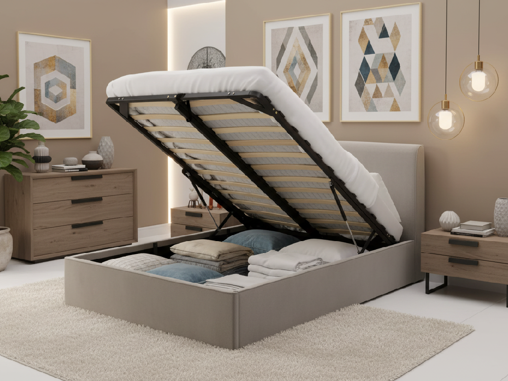 Naree Kingsize Ottoman Bed Frame - Natural - (B-Grade)