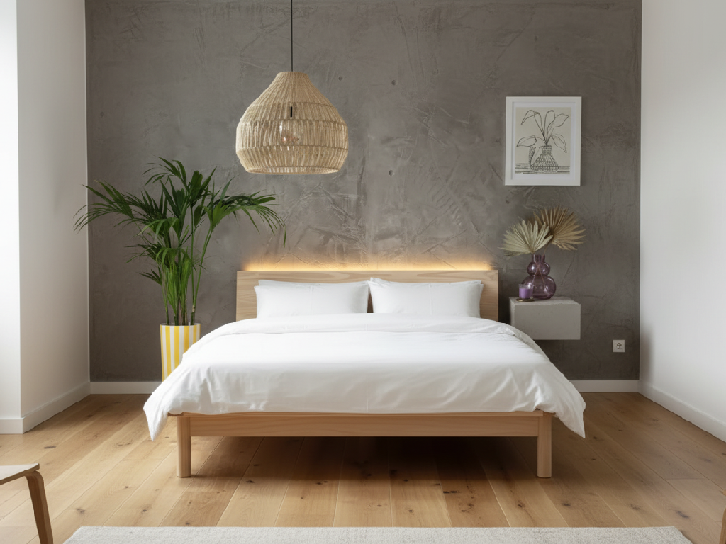Akio Double Wooden Platform Bed Frame - Natural