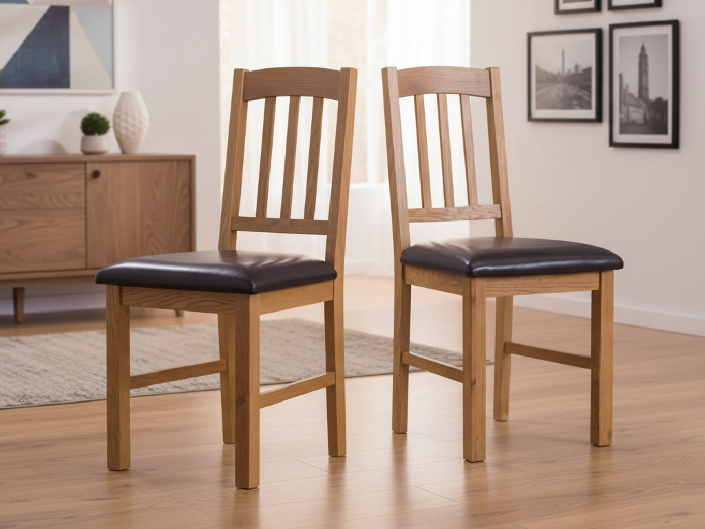 Pair of 2 Oak Dining Chairs