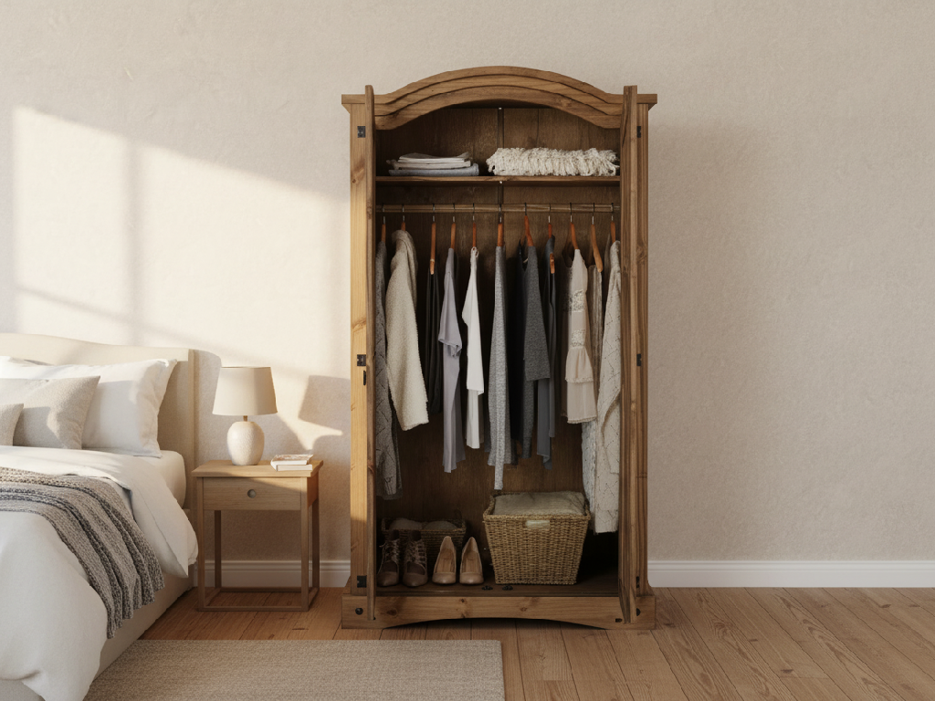 Puerto Rico 2 Door Wardrobe - Dark Pine - Ready Assembled! - (B-Grade)
