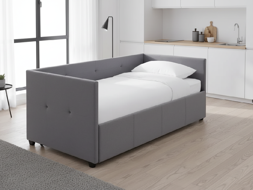 Tamara Fabric Day Bed with Trundle - Grey