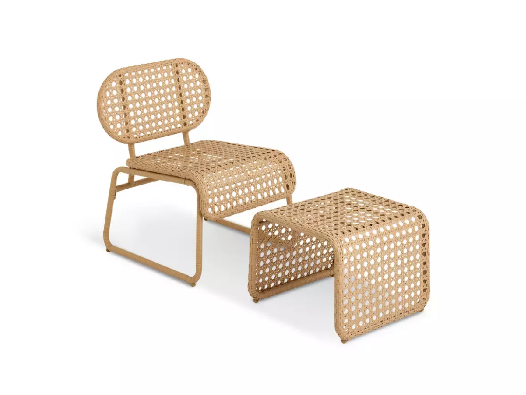 Habitat Global Accent Chair and Footstool - Natural