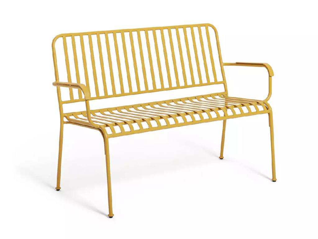 Habitat Indu 2 Seater Metal Garden Bench - Yellow