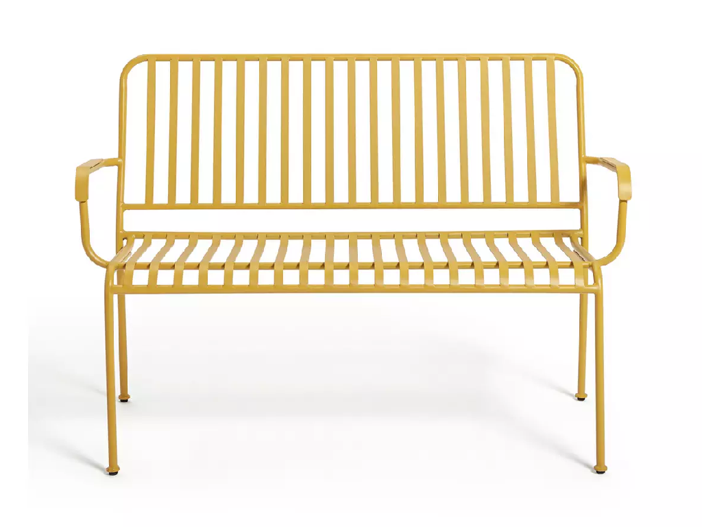 Habitat Indu 2 Seater Metal Garden Bench - Yellow