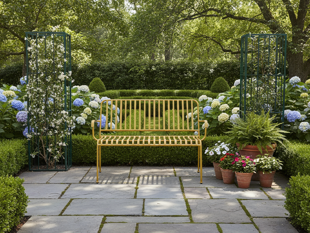 Habitat Indu 2 Seater Metal Garden Bench - Yellow