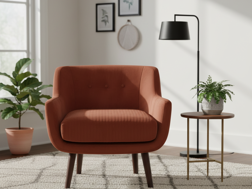 Habitat Nellie Velvet Chair - Rust Orange