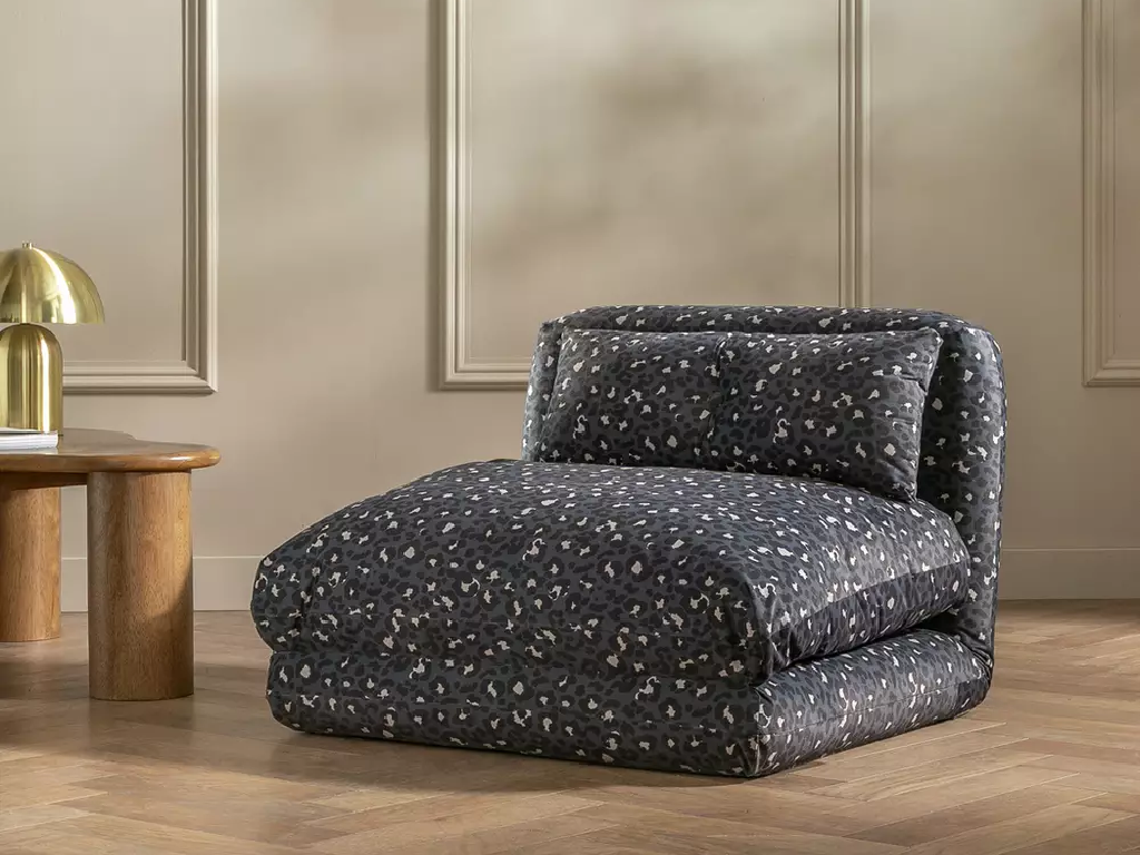 Habitat Lexi Single Fabric Chairbed - Black & Blue