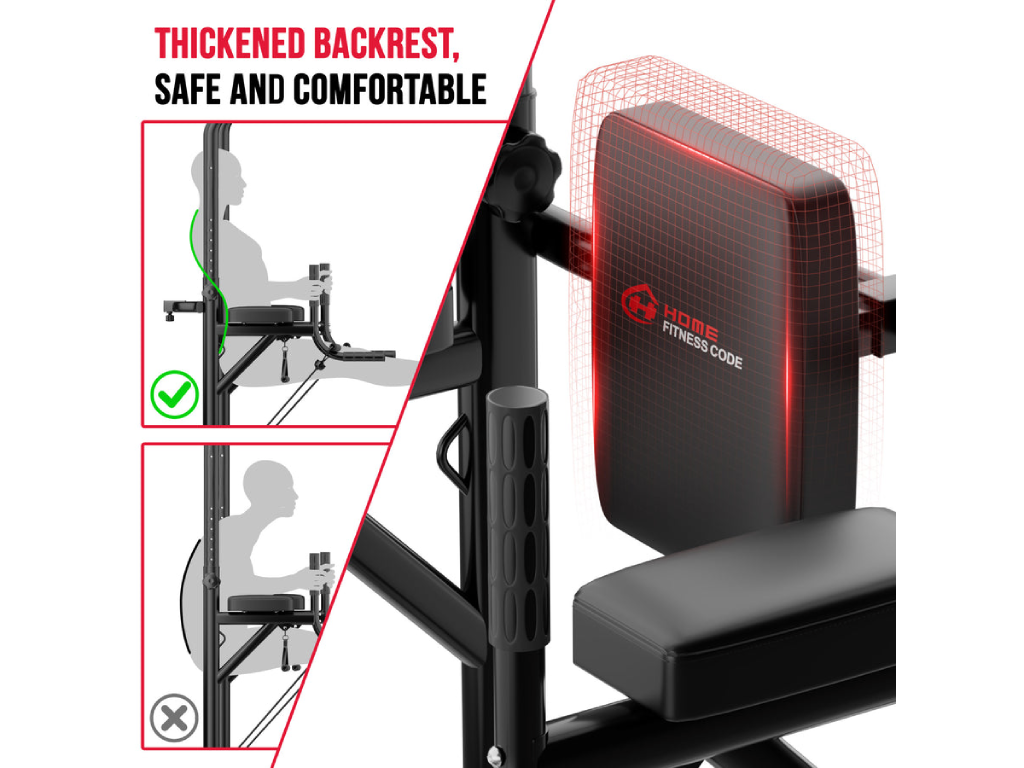 Power Tower Dip Station A1, with Resistance Bands