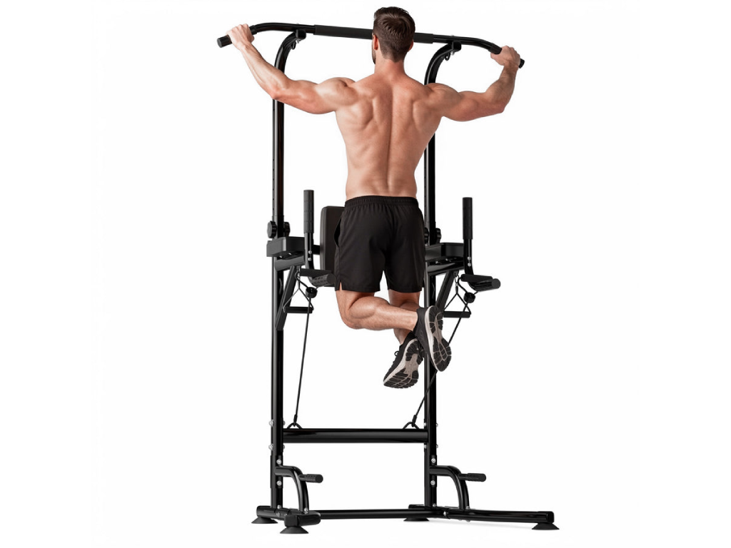 Power Tower Dip Station A1, with Resistance Bands