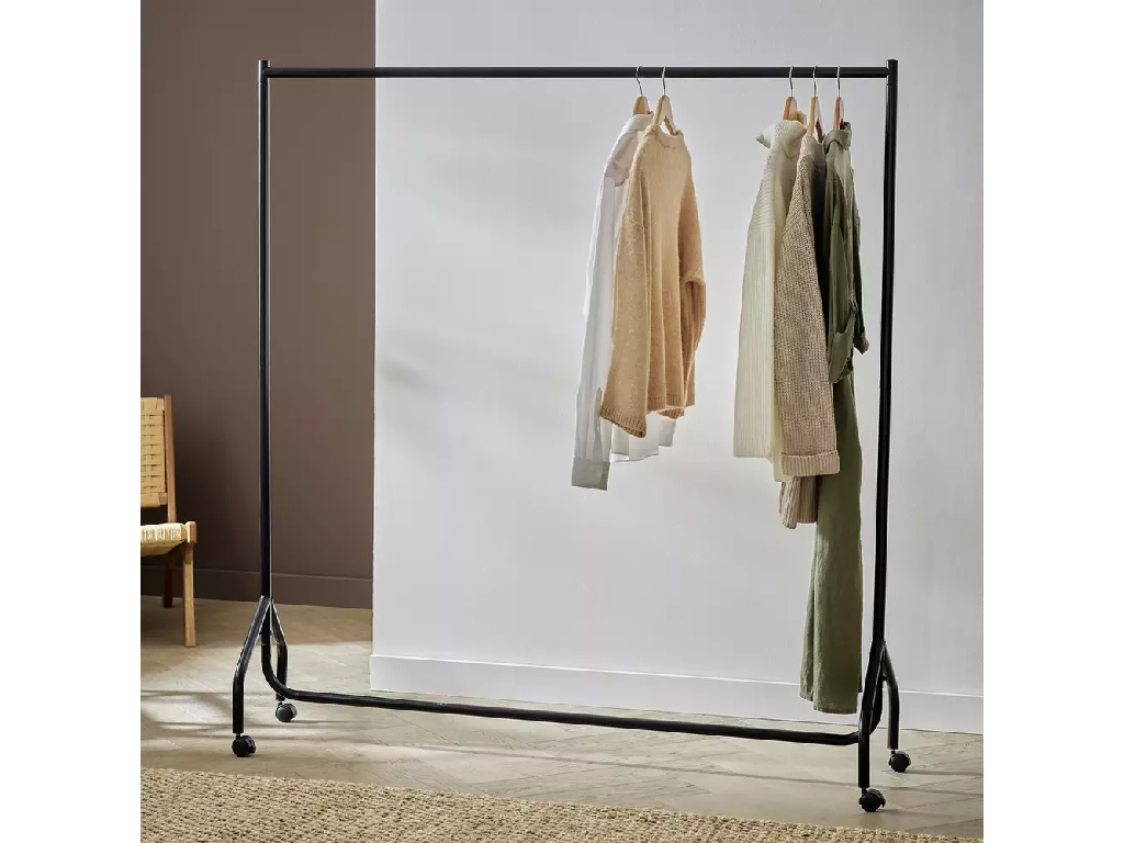Heavy Duty Single 5 Feet Clothes Rail - Black