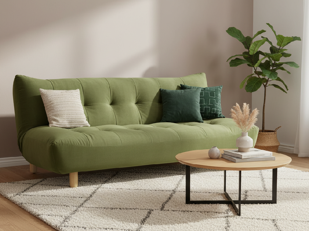 Habitat Kota 3 Seater Velvet Clic Clac Sofa Bed - Green - (B-Grade)