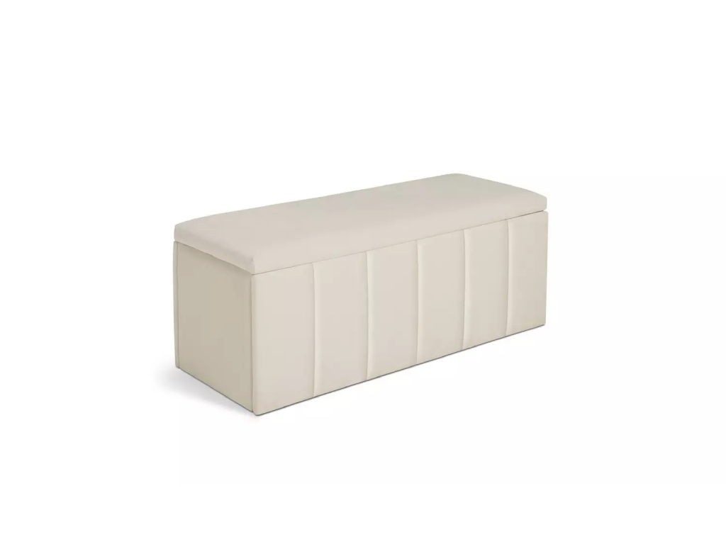 Pandora Velvet Storage Ottoman - Cream