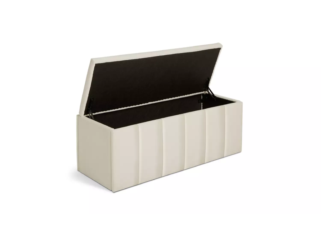 Pandora Velvet Storage Ottoman - Cream