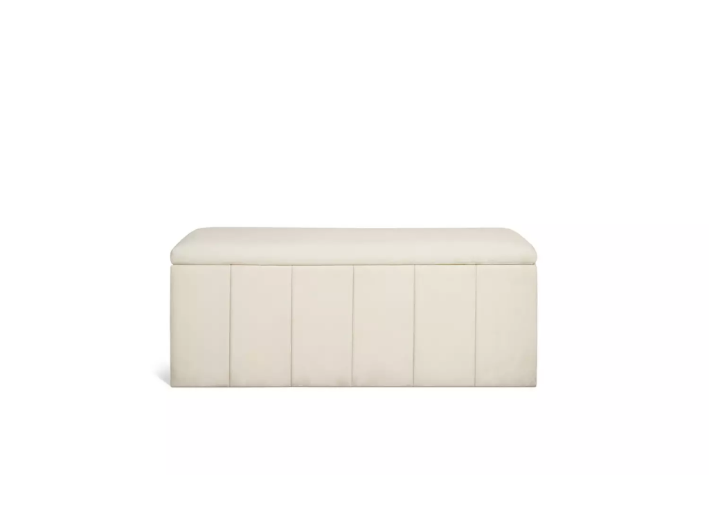 Pandora Velvet Storage Ottoman - Cream
