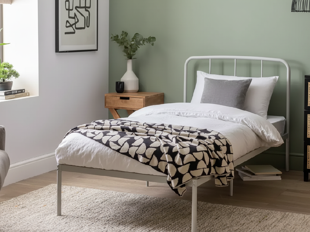 Freja Single Metal Bed Frame - Silver