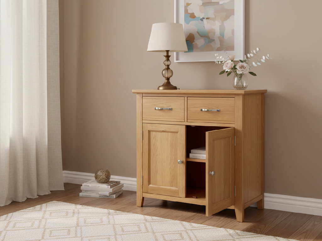 Islington 2 Door Oak Veneer Sideboard-Natural